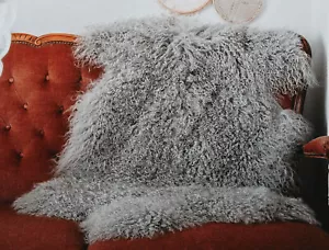 LIRA Deko echtes Lammfell Tibetfell Schaffell Teppich Läufer 110 cm HELLGRAU - Bild 1 von 4