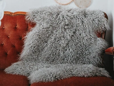 LIRA Deko echtes Lammfell Tibetfell Schaffell Teppich Läufer  110 cm HELLGRAU - Bild 1 von 4
