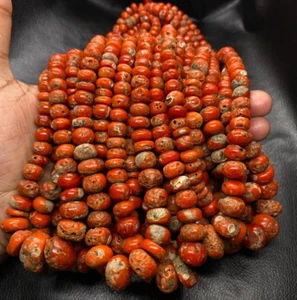 18 Inch Red Coral Rondelle Beads-100%natural Italian Red Coral Loose Beads Gems - Picture 1 of 8