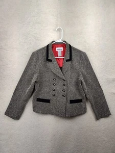 Perceptions by Irene B Women Jacket 14P Black Rayon Blend Tweed Regular Fit - Picture 1 of 19