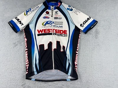 Pactimo Cycling Jersey Adult Medium Blue Black Full Zip Westside Cycling Poly - Image 1 of 4