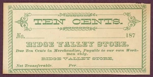 Ridge Valley Store Georgia GA 10c 187X (DL0160) - Imagen 1 de 2