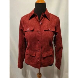 NWT Red Faux Suede Studio Works Women's Jacket size 12 - Picture 1 of 9
