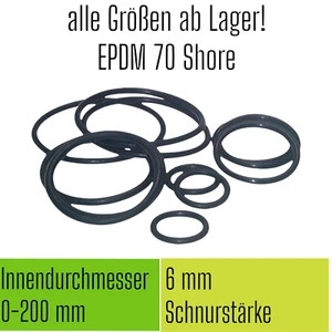 O-Ring EPDM 70 ID 0-200 x Schnurstärke 6 mm Dichtring Rundring 0 O Ring OR 👍 - Bild 1 von 17