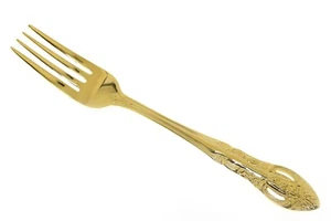 Hanford Forge Princeton Electroplated Gold Pierced Rose Dinner Fork 7.5" NEW - Picture 1 of 2