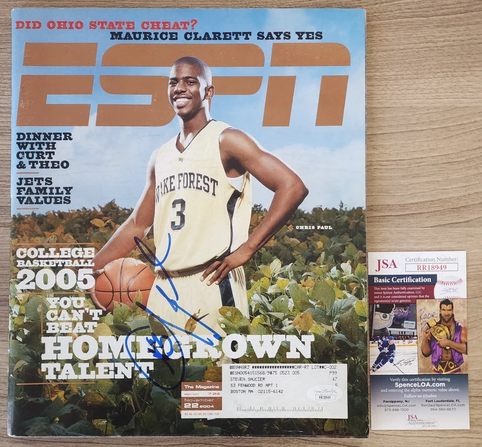 Revista ESPN firmada por Chris Paul 22/11/04 Wake Forest NBA LEGEND JSA Foto 1 de 3