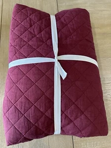 Pottery Barn Belgian Flax Linen Diamond Quilt King Cal King Merlot - Picture 1 of 4