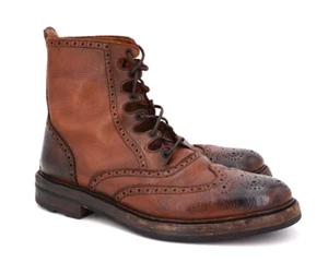 $1200 | RALPH LAUREN PURPLE LABEL 7.5 D BROWN SCOTCH GRAIN WING TIP BOOT - Picture 1 of 13