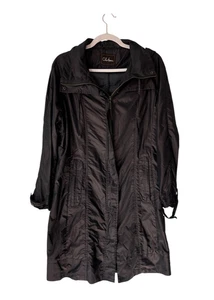Cole Haan Women’s Metallic Dark Brown Hooded Lightweight Trench Coat Zip Closure - Picture 1 of 8