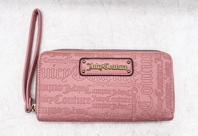 Cartera Juicy Couture con Cremallera Alrededor Rubor Polvoriento Oro Rosa Logo Herrajes Deboss Foto 1 de 3