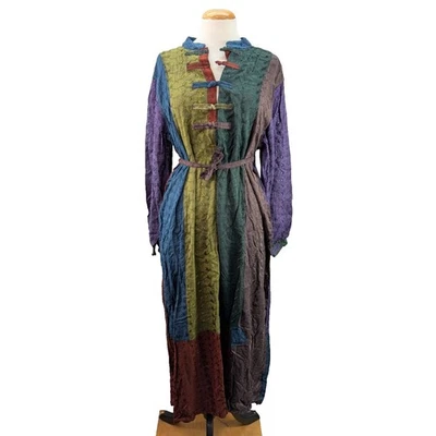 Sacred Threads Long Sleeve Maxi Dress Size XL Patchwork Boho Hippie Toggle NWT - Image 1 of 4
