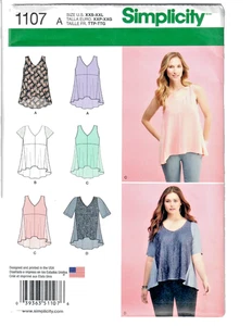 Camicetta top Simplicity 1107 Easy XXS-XXL sciolta comoda sciolta modello - Foto 1 di 4