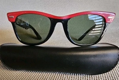 Винтажный 1980-х Ray-Ban B & L странник солнцезащитные очки красный черный G15 линзы США с чехлом - Изображение 1 из 4