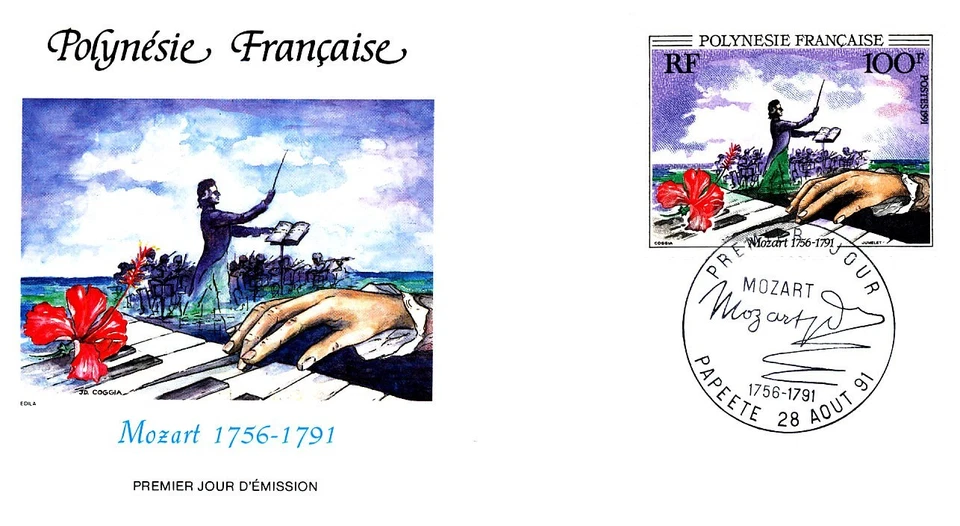 MOZART MUSIC COMPOSER 1991 FRENCH POLYNESIA FDC - Image 1 of 1