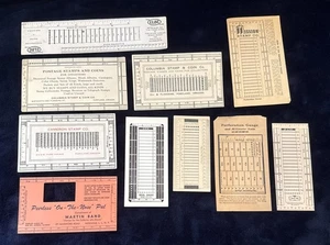 Vintage Ten Paper Advertising Stamp Perforation Perf Gauges - Picture 1 of 2