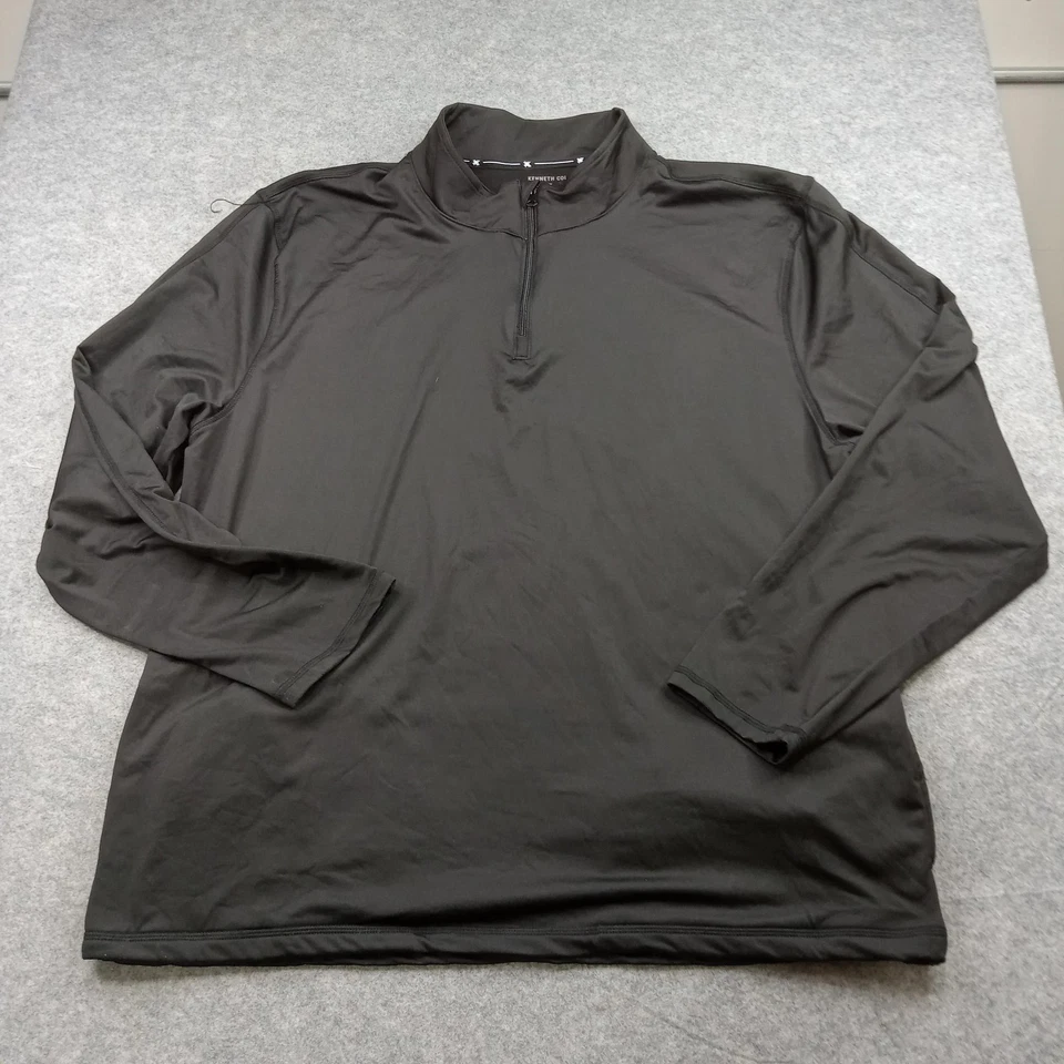 Camisa Kenneth Cole Para Hombres 4XL Negra Cuarto Cremallera Manga Larga Elástica Pullover Foto 1 de 4