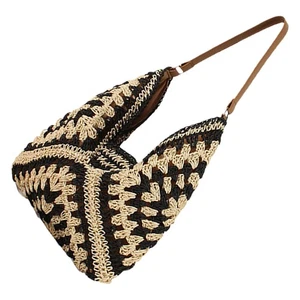 Woven Tote Bag: Fashionable Woven Hobo Bag for Girls Women - Paper Rope Weaving - Picture 1 of 12