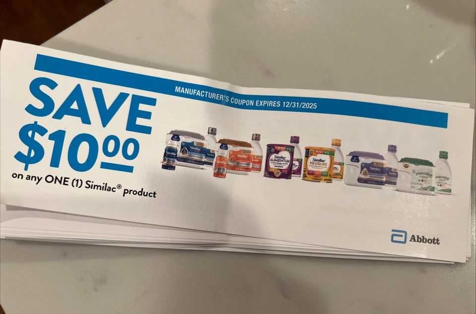 Лот из 10 $10 Similac купоны - $100 скидка 12/31/25 - Изображение 1 из 1