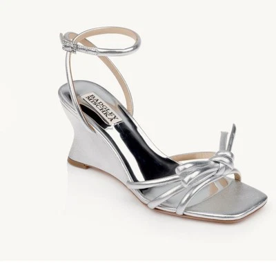 Jewel Badgley Mischka LEXIE Wedge Wedding Party Sandal, Silver Size 9.5 - Image 1 of 4