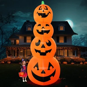12FT Giant Halloween Inflatable Stacked Pumpkin Decoration, Halloween Blows u... - Picture 1 of 6