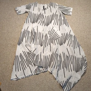 Gershon Bram Midi Dress XS Black White Lagenlook Flowy Art To Wear Oversized - Picture 1 of 8