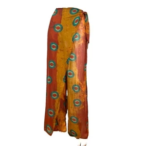 ZARA Women's Size L Swim Coverup Pareo Pants Orange Semi Sheer Beach Boho - Picture 1 of 16