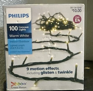 Philips 100 Concave LED Multi/Blanc Chaud 9 Fonction Mini Chaîne Lumineuse Neuf dans sa boîte 20 Ft - Photo 1/3