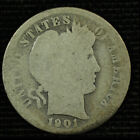 Barber Silver Dime. 1901 P. Ag Circulated.  Lot # 9039-49-0001