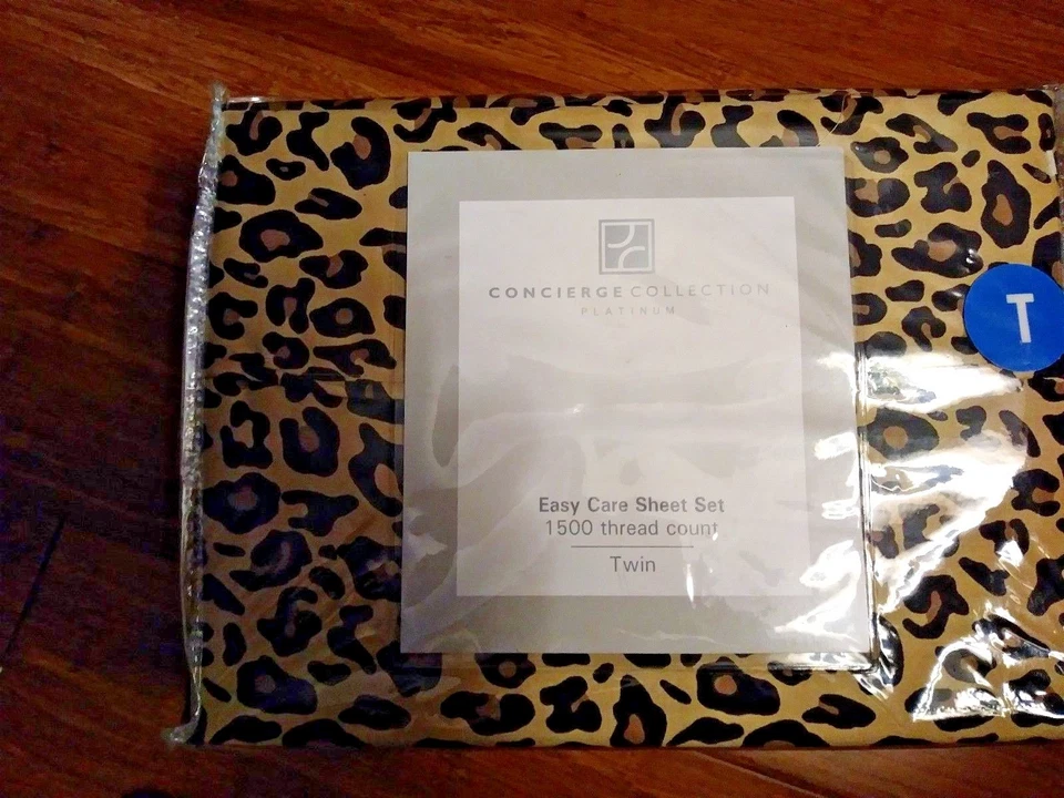 Concierge Collection Platinum 1500 Thread Count 3-piece Sheet Set TWIN ~ LEOPARD - Image 1 of 1