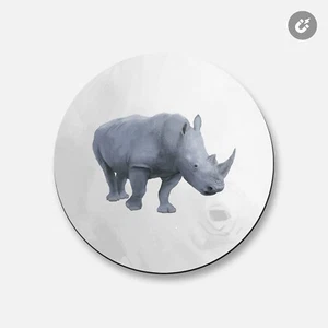 Rhino Animal | 4'' X 4'' Round Decorative Magnet - Picture 1 of 2