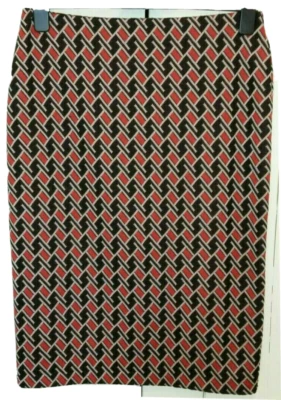 New M&CO Geometric Red and Black Printed Fitted  Pencil Skirt - Image 1 of 4