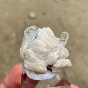 Aesthetic Diamond Cut Duo Aquamarine on Albite Shigar Skardu Pakistan - Picture 1 of 11