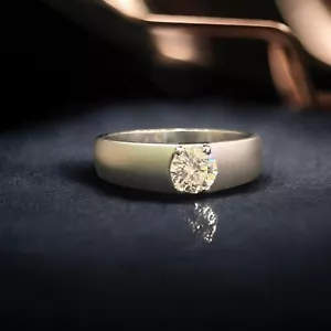0,75 Cts F/VS1 GIA-zertifiziert Runder Brillant Diamant Herren Ring 18K Weißgold - Bild 1 von 14