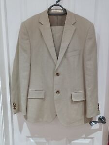 M&S Collezione Linen Miracle Suit Beige Almond Jacket 40S Trousers W34 L31 
