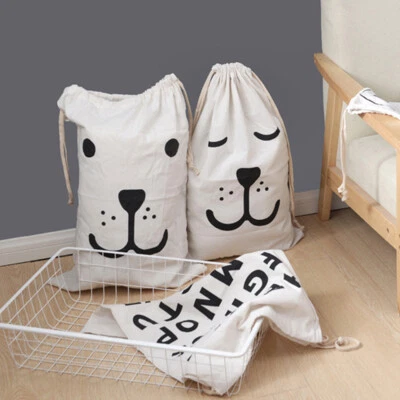 Extra Large Cotton Clothes Storage Bag Large Laundry Drawstring Bag 50x60CM & - Image 1 of 4