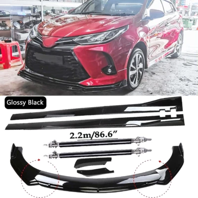 Front Bumper Spoiler Body Kit /Side Skirt/Strut Glossy Black For Toyota Yaris /i Foto 1 de 4