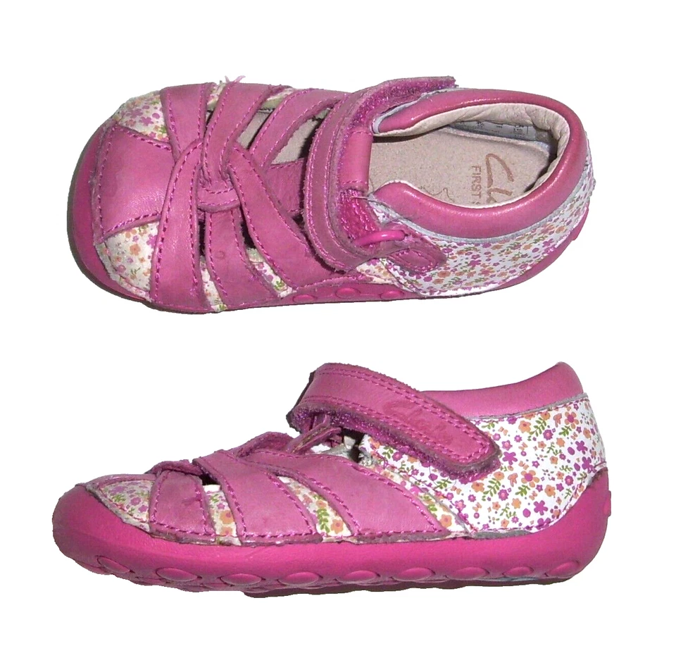 Clarks First Zapatos Bebé Niño Niñas Talla 4.5 Ancho Rosa Floral Pequeño Mae Combi Foto 1 de 3