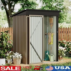 Metal Garden Storage Shed Lockable Durable Waterproof Tool Organizer 5x3 Ft New - Picture 1 of 7