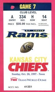 NICE! 10/26/97 RAMS/CHIEFS TICKET STUB - Picture 1 of 1