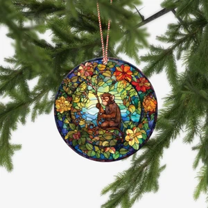 Monkey Christmas Ornament, cute Monkey Lovers Gift tree hanging decor - Picture 1 of 4