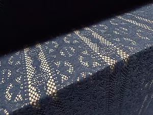 Soft Handle Crochet Lace Knit Fabric, Per Metre - Navy Blue - Picture 1 of 4