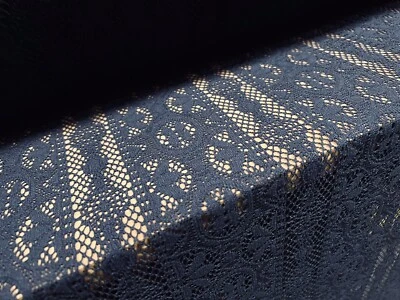 Soft Handle Crochet Lace Knit Fabric, Per Metre - Navy Blue - Image 1 of 4