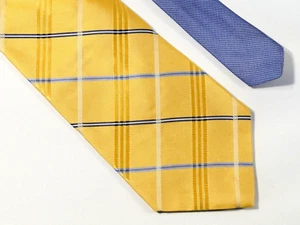 Tommy Hilfiger 100% Silk USA Yellow Blue Plaid Neck Tie 56.69" x 3.74" - Picture 1 of 8