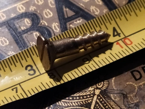 10 x 3/4" OLD ORIGINAL BRASS WOOD SCREWS SLOTTED ANTIQUE SCREWS 4Pc RESTORATION Cover