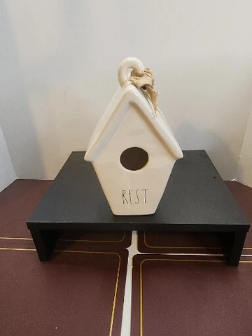 Rae Dunn Tapered Rest Ceramic Birdhouse Double Sided & Bird Nest Sketch 2020 NWB Cover