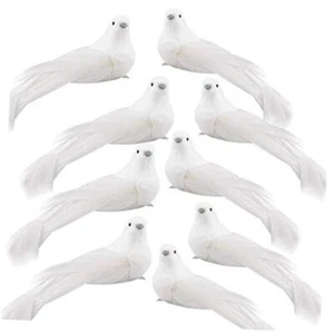 Artificial Birds, 12 Pcs Artificial Doves Simulation Foam Feathered White - Picture 1 of 7