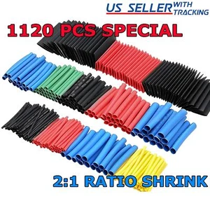 1120 Pcs HEAT SHRINK Tubing Sleeve 2:1 Shrinkable Tube Wire Cable Assortment Kit - Picture 1 of 11