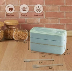 Kitchen 900ml Microwave Lunch Box Wheat Straw Dinnerware Food Storage Container - Picture 1 of 9