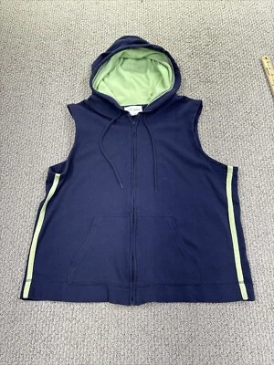 Chaleco Sport Savvy Talla L Cremallera Completa Sin Mangas Con Capucha Azul Foto 1 de 4