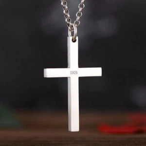 Silver 999 Pendant For Women Cross Sterling Silver 925 Smooth Men's Pendant - Picture 1 of 9